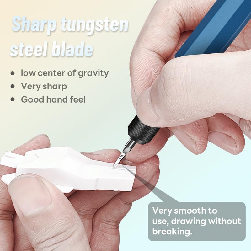 stedi Model Scriber Chisel Tungsten steel Blades 0.15mm for Modeling Hobby RG Scale Model Gundam Model Kit for Scribing line  Engraved Panel line Resin Blue - Image 3